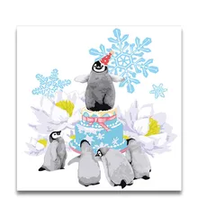 Пингвины для празднования дня рождения картина diy цифровая картина маслом по номерам на холсте для рисования декор для детской спальни подарок ручной работы