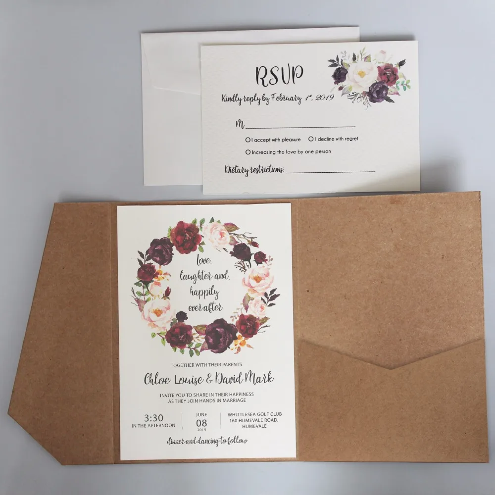 Rustic Pocket Wedding Invitations