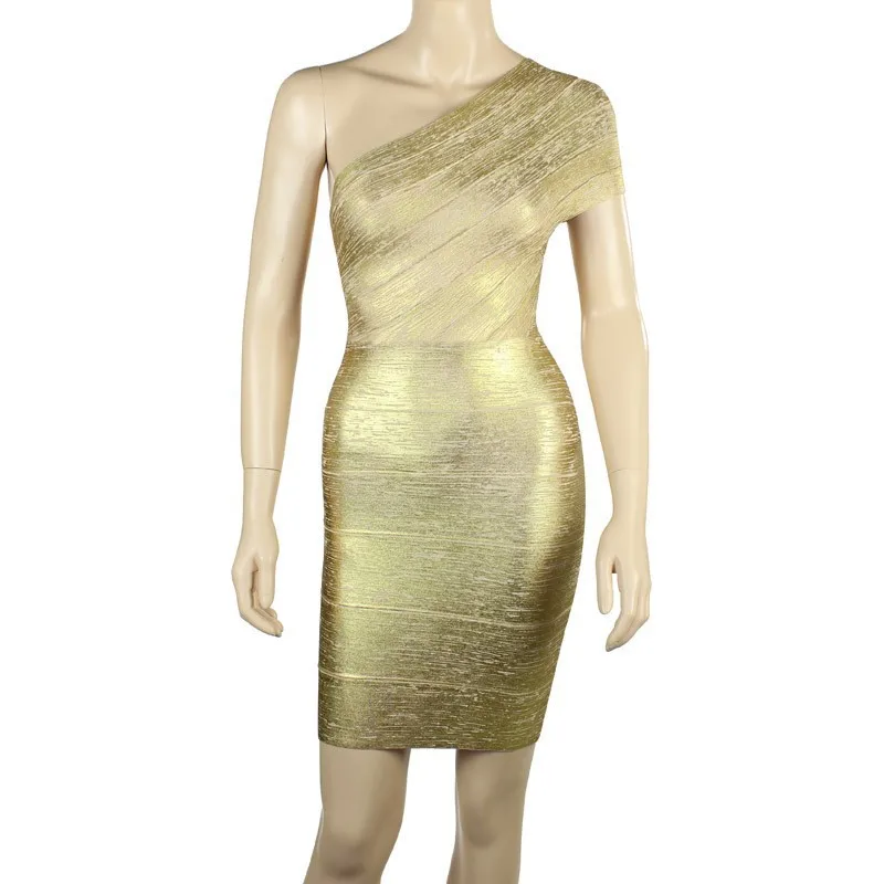 Женское вискозное платье на одно плечо без рукавов с высокой талией из фольги облегающее мини вечерние платье Золотое