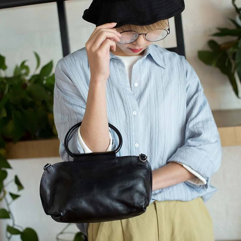 New handmade leather handbags art handbags leather retro dumplings bag shoulder Messenger bag