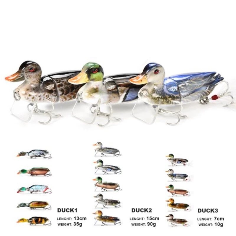 

1PCS Lifelike Duck Fishing Lure 2-Segment Topwater Floating Artificial Bait 3-Type Hard Bait Lure