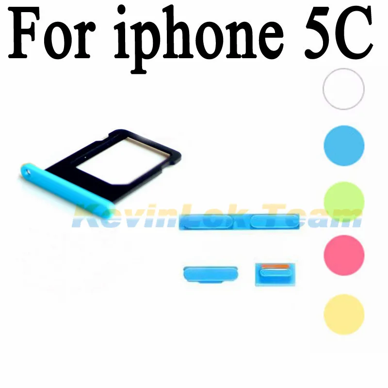 

High Quality Sim Card Tray For Apple iPhone 5C Volume Vibrate Key Switch Power Lock Side Button Set Housing Replacement Parts