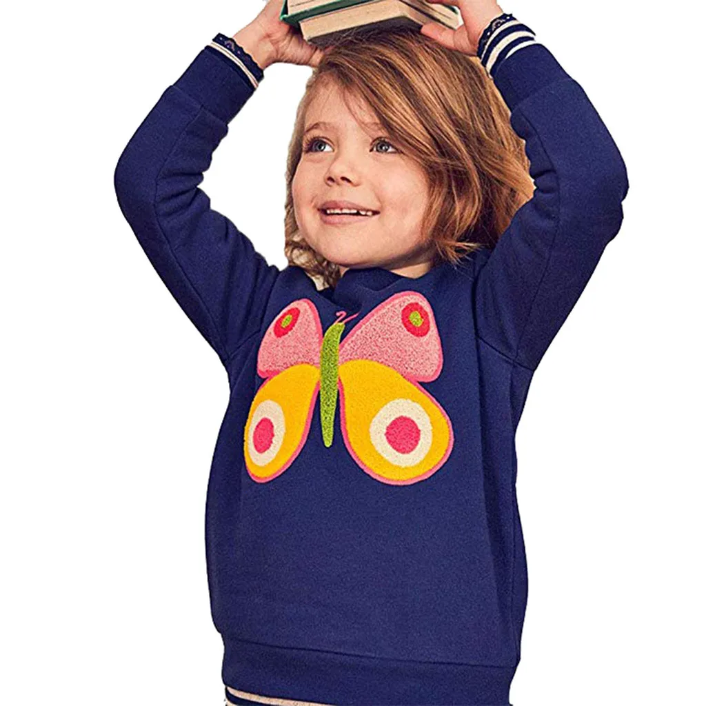 

2T-7T Baby Boys Girls Long Sleeve Cartoon Fox Bow Print Long Sleeve Tops Hoodie Pink Navy Print Cotton Daily O-Neck Clothes