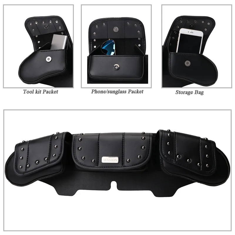 Сумка седло WISENGEAR для лобового стекла Harley Touring Wave 3 кармана обтекатель Electra Street Tri