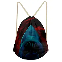 THIKIN 3D Акула Высокое качество Мальчики повседневные сумки на шнурке повседневные мужчины маленький рюкзак портативный пляж Mochila настроить
