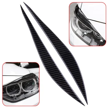 

CITALL 2Pcs Carbon Fiber Headlights Eyebrows Eyelids Front Headlamp Eyebrow Cover Trim Fit for BMW 3 Series F30 2013 2014-2017