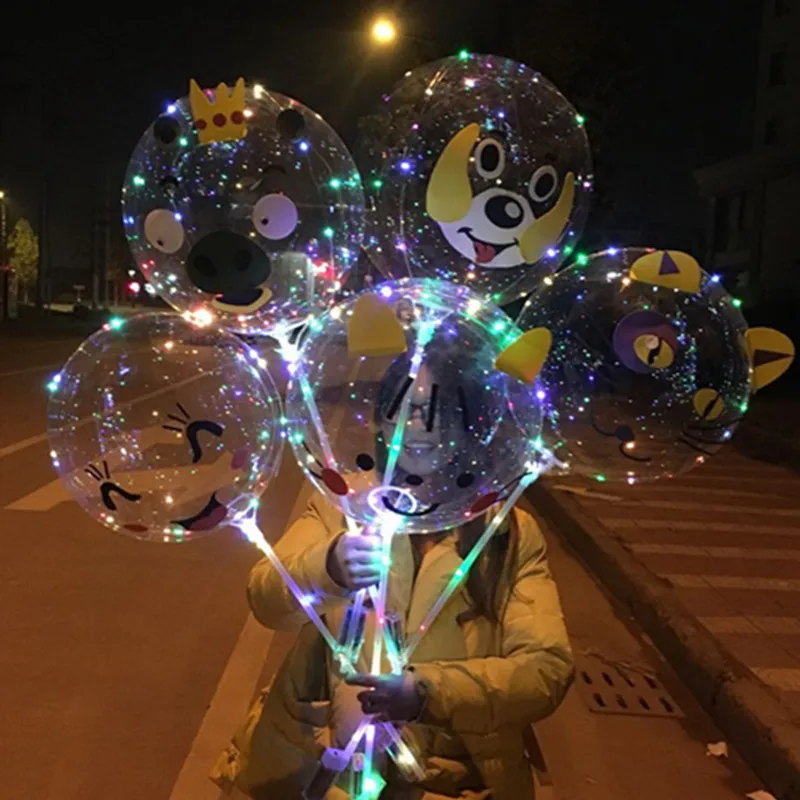 

2018 new Style LED Bobo Balloon hand-held Cartoon Animals Balloon With 3M LED Strip Wire DIY Decoration Balloon 100 set