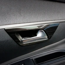 Para peugeot 3008 5008 gt 2017 2018 2019 2020 aço inoxidável interior maçaneta da porta tigela quadro capa guarnição 4 pçs estilo do carro