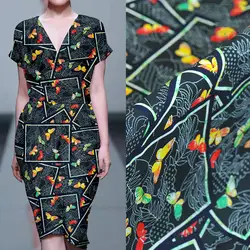 112 см шириной 19 мм Бабочка Шелковый эластичный двойной Джо цифровой струйной шелковой ткани против морщин стрейч натуральный шелк модная