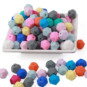 

50pc 14mm Silicone Teething Beads Dodecahedron Beads For Pacifier Clips Baby Teether Nurse Gift Accessories BAP FREE Silicone