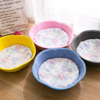 

Cat Bed 100% Natural Felt Cat Litter Mat Indoor Cotton Kennel for Small Dog Puppy Washable Soft Comfortable Winter Pet House