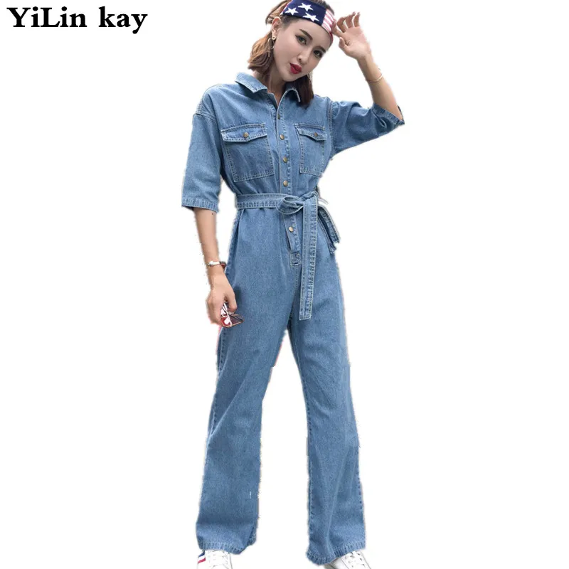 

2019 Newest Jeans loose pants jumpsuit rompers womens jumpsuit brand women denim jumpsuit high waist casual overalls jumpsuits