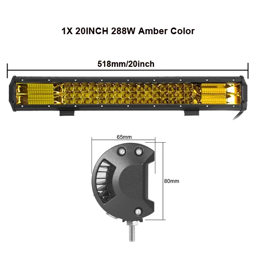 17 20 23 26 32 дюйма 360 Вт трехрядный светодиодный светильник Янтарный комбинированный противотуманный привод лампы для внедорожников Лодка ATV 4x4 4WD морской - Цвет: 20inch 288W