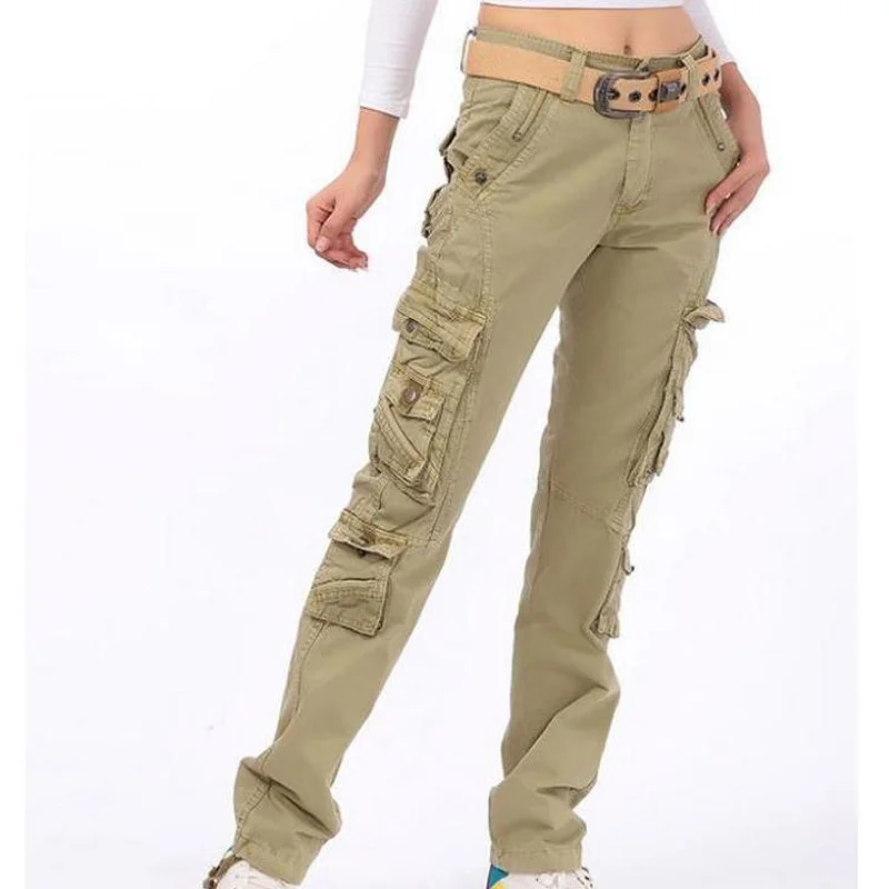 

New Women's cotton Cargo Pants Leisure Trousers more Pocket pants Size 28-38