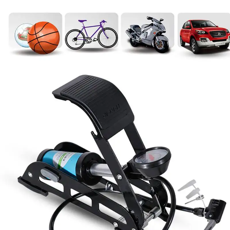 

Portable High Pressure Tire Air Inflatable Pump Foot Inflator With Gauge For Car Vehicle Motorcycle Bike
