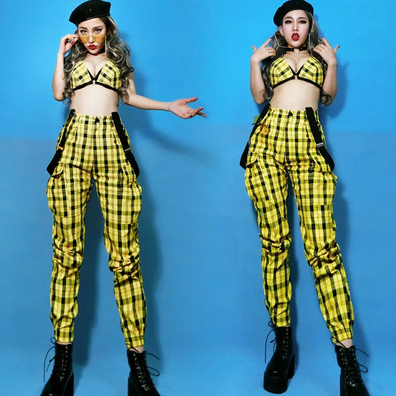  Jazz Dance Costumes Hip Hop Street Dancing Performance Clothing Bar Female DJDS Stage Show Lady Yel