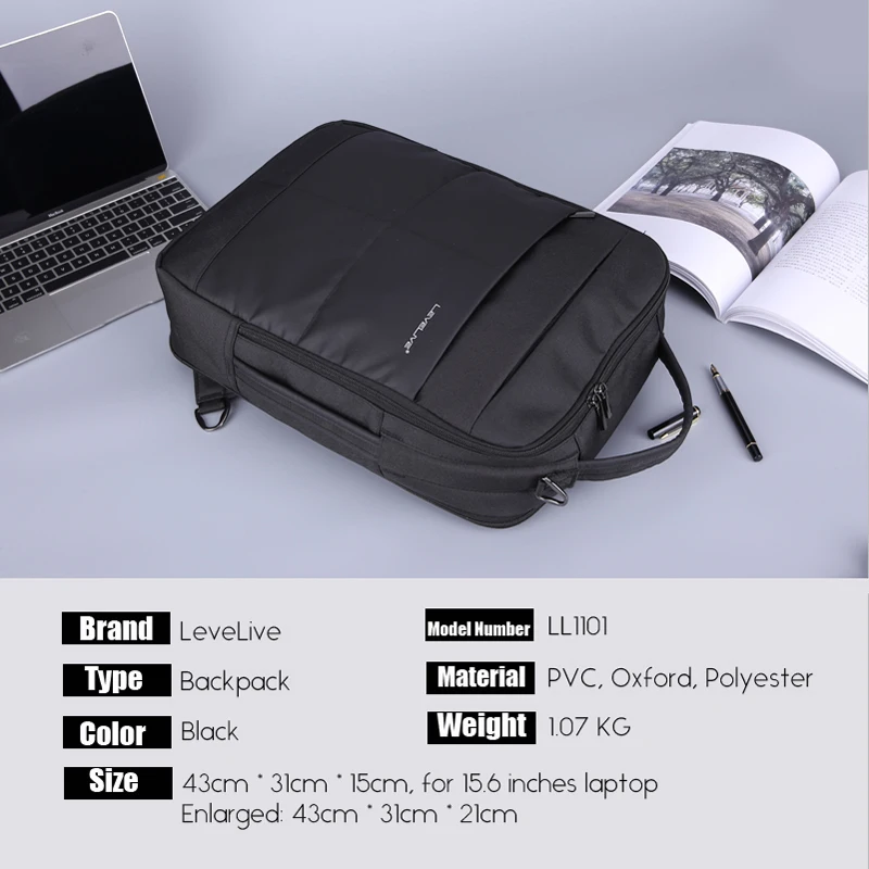15,6 nuevo LeveLive marca multifuncional 2018 pulgadas Laptop Mochila USB hombres mujeres impermeable bolsa de viaje Mochila hombre mujer Mochila 15,6 nuevo LeveLive marca multifuncional 2018 pulgadas Laptop Mochila USB hombres mujeres impermeable bolsa de viaje Mochila hombre mujer Mochila