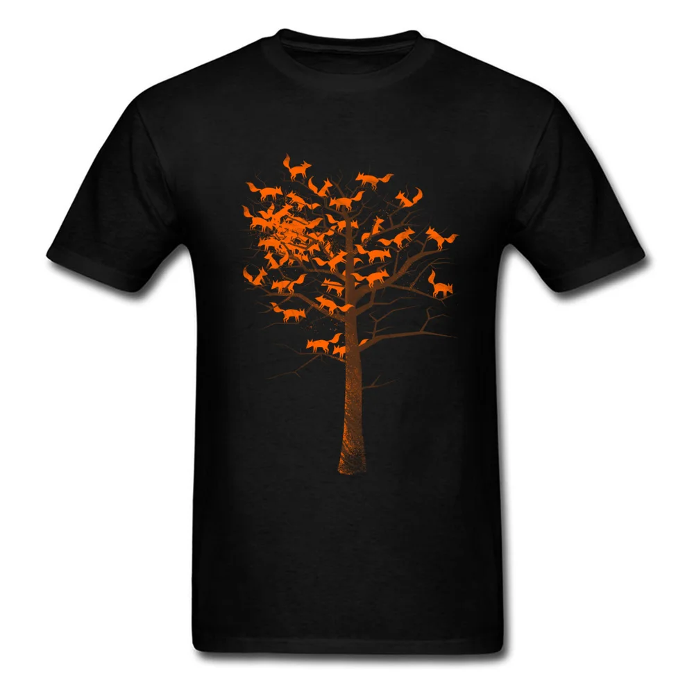 Funny Blazing Fox Tree Funny Short Sleeve Tshirts Summer/Autumn Round Neck Cotton Tops T Shirt for Men Tshirts Printed Blazing Fox Tree black
