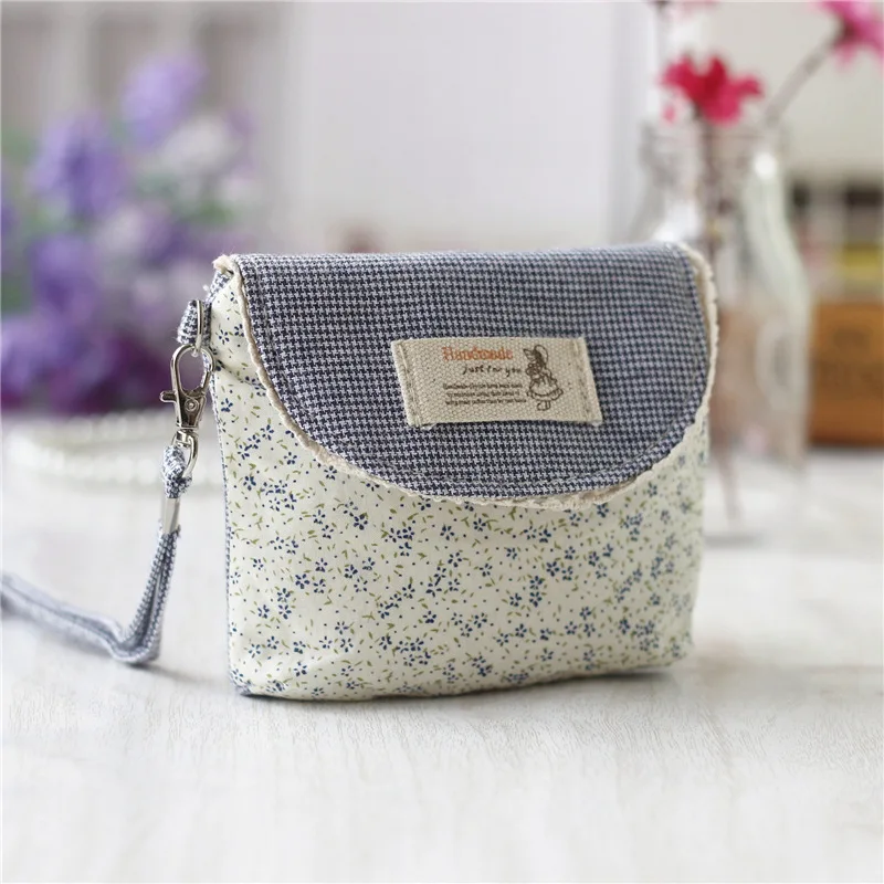 

Cotton floral printing women's mini handbag ladies wristlets bag female day clutches pouch bolso mujer bolsa feminina for girls