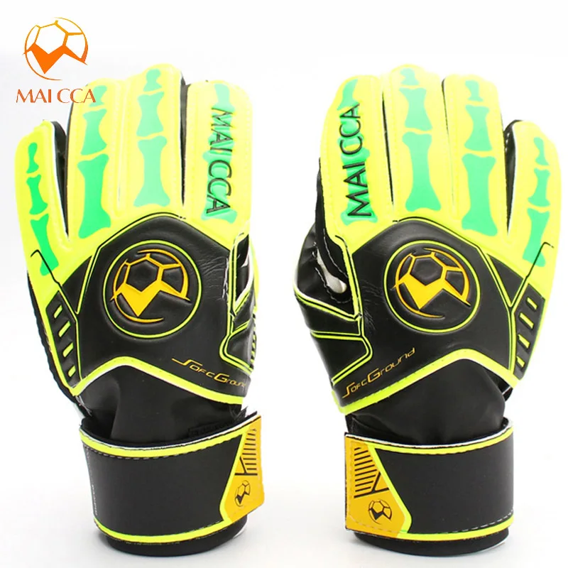 Дети мужской, футбол вратарские перчатки для футбола Размер 5 6 пальцев сохранить Вратарь Перчатки - Цвет: Fluorescent Green