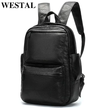 

WESTAL men's genuine leather backpack for men's schoolbag travel satchel laptop backpack casual for men's shoulder bag daypack