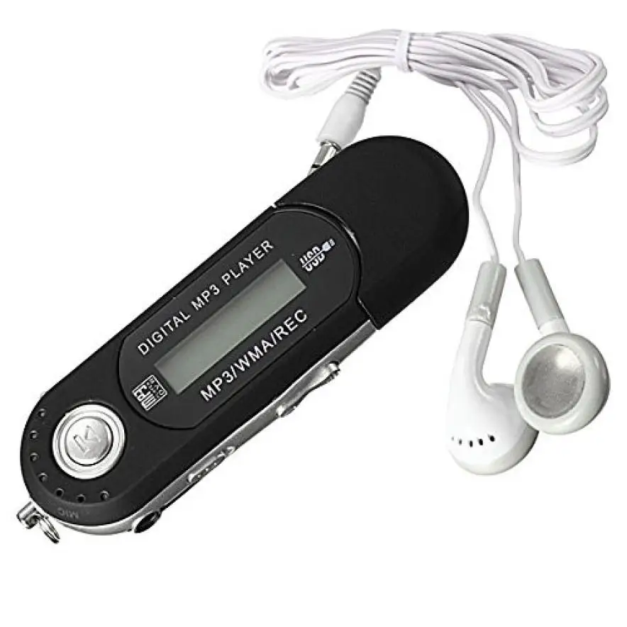 Маленький mp3-плеер с зажимом 8 ГБ флеш-диск USB 2,0 ЖК-дисплей мини MP3 музыкальный плеер FM Радио спортивный музыкальный mp3-плеер с наушниками 3,5 мм@ W