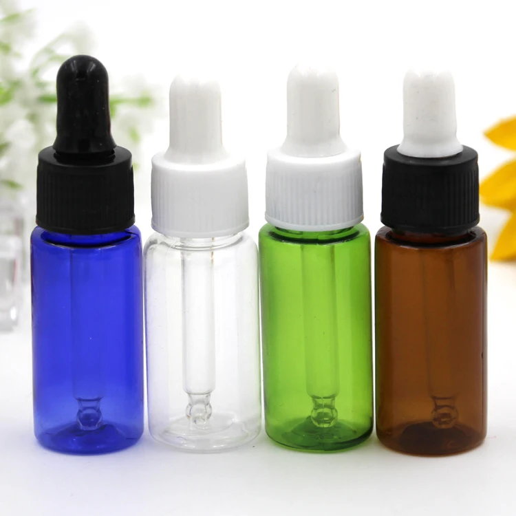 

20pcs/lot 10ml 15ml 20ml liquid PET Plastic Dropper Bottle Clear Amber Green Clear White Dropper Containers for Essential Oil