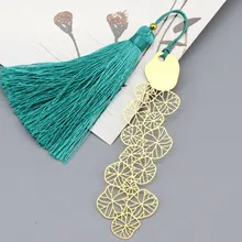 1 шт. лист лотоса искусство кисточкой латунь Изысканный Классический китайский стиль искусство культура подарок Закладка подарочная коробка