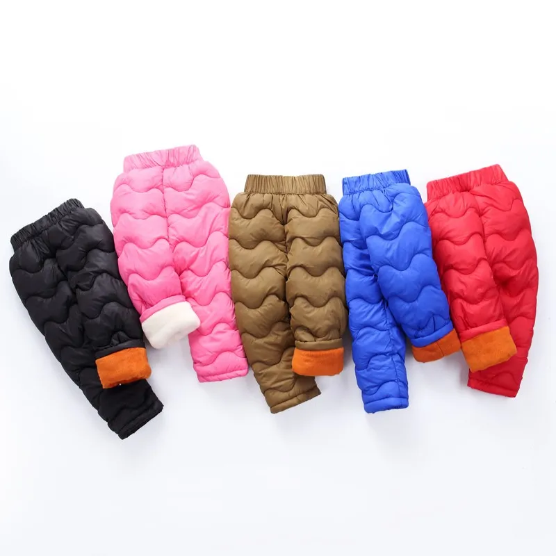 COOTELILI Girl Boy Winter Fleece Pants Cotton Padded Thick Warm Trousers Fashion Velvet Waterproof Ski Pants For Kids (7)