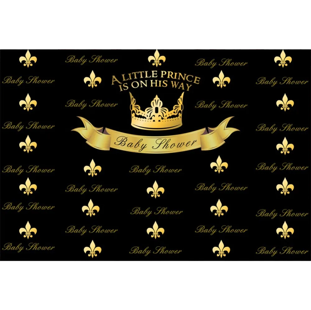 

Laeacco Baby Shower Backdrops For Photography A Little Price Is On His Way Gold Crown Family Party Photo Backdrops Photo Studio