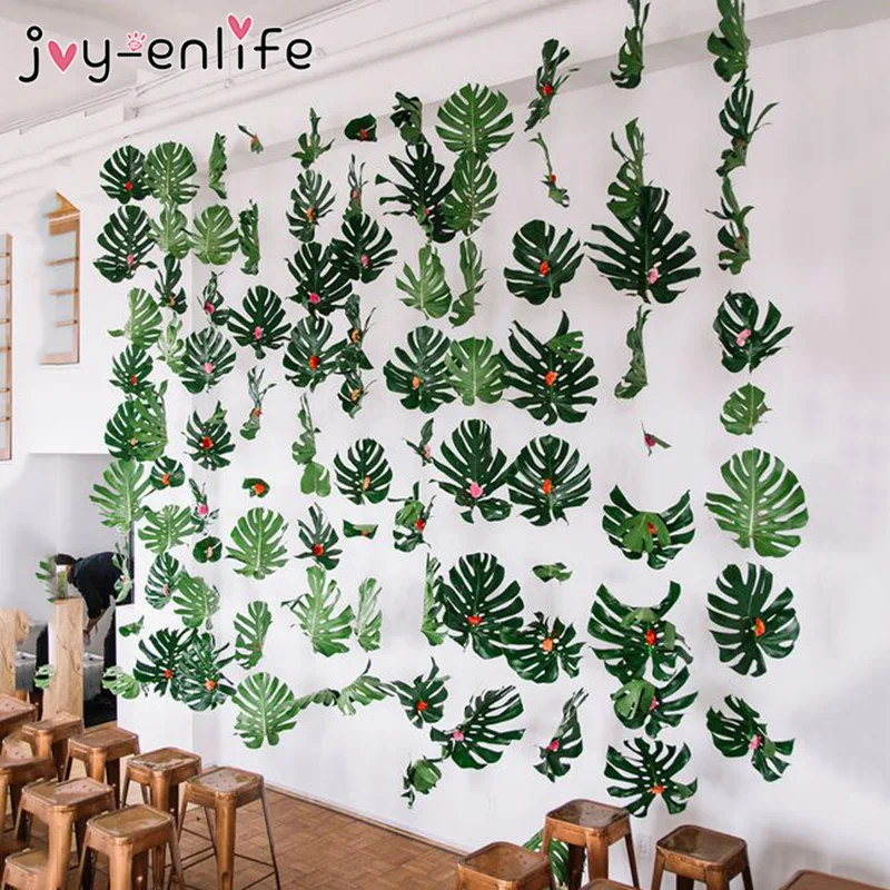 

JOY-ENLIFE 12pcs Artificial Tropical Palm Leaves Hawaii Luau Party Decor Home Parties Decor Beach Theme Wedding Table Decor