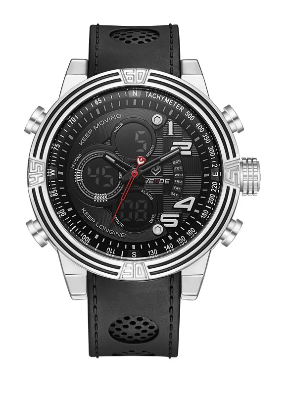 WEIDE мужские спортивные часы с цифрами, цифровой аналоговый черный кварцевый светильник с черной пряжкой, спортивные наручные часы в стиле милитари, мужские часы - Цвет: WH5209-3C