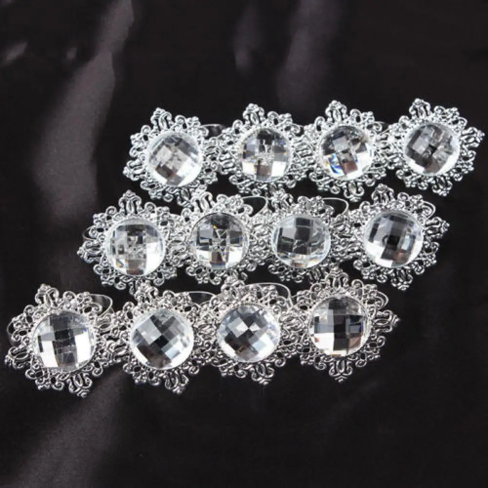 

Bling Acrylic Napkin Rings Napkins Holder Wedding Party Banquet Dinner Christmas Decor Favor 12pcs
