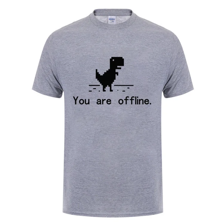 Вы не в сети ошибка 404 страница компьютер динозавр футболка Забавный подарок на день рождения для мужчин, для мужчин, для парня, программиста, хлопковая футболка - Цвет: Серый