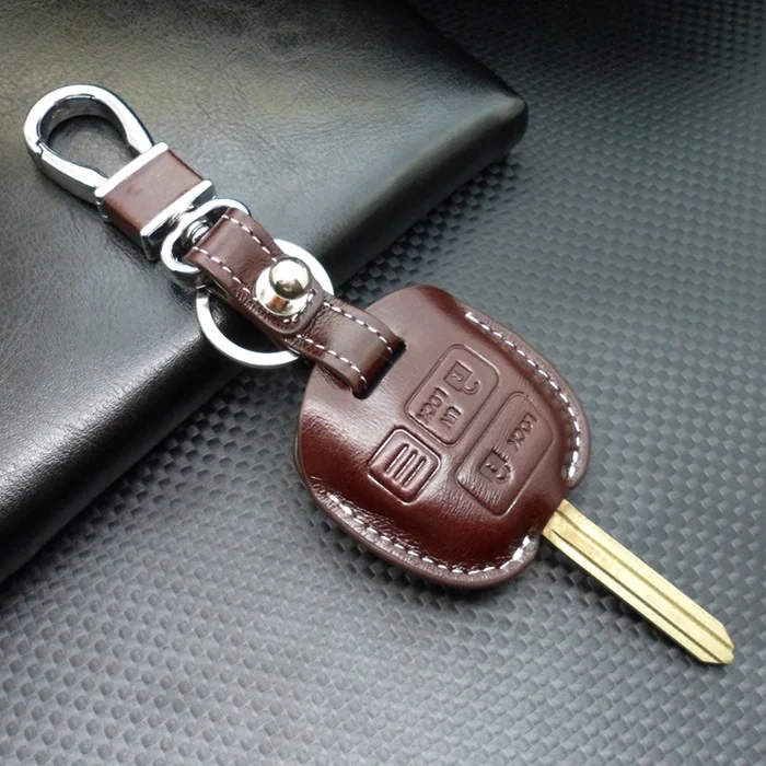 Кожаный чехол для ключей для Toyota Prado Camry xv40 Rav4 костюмы для Lexus LS LX RC RX 2 3 кнопки брелок крышка Держатель Для Ключей аксессуары - Название цвета: 3 buttons coffee