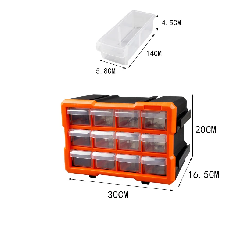 Caja de componentes con caja de piezas de hardware de plástico para cajones caja de almacenamiento de tornillo