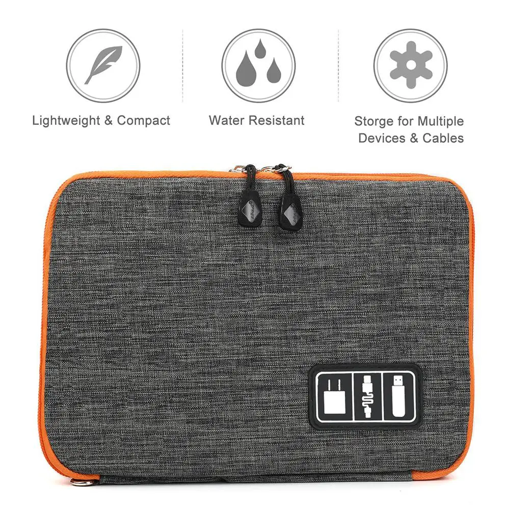 EastVita Double-layer Data Cable Storage Bag iPad Mobile Phone Accessories Multi-Function Electronic Storage Case