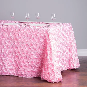 

HK DHL Satin-Feel 220*330cm Multi Color Rectangle Polyester Rosette Tablecloth for Wedding, 5/Pack