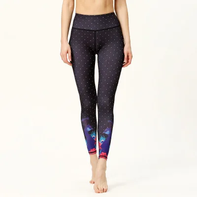 Штаны для йоги с цветочным принтом, женские спортивные Леггинсы с высокой талией, эластичные леггинсы для фитнеса, занятий спортом, бега - Цвет: YH217