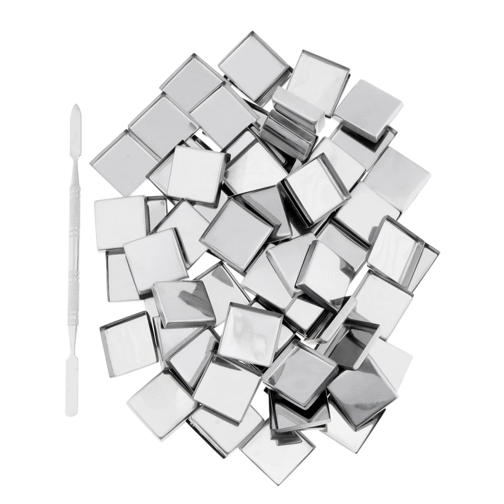 100Pcs Empty Eyeshadow Blush Powder Cream Makeup Pans Magnetic Tins Palette Square+Stick