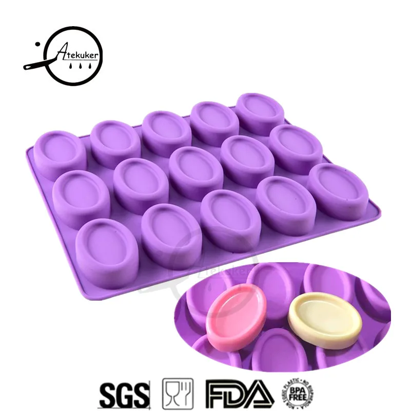 

Atekuker DIY Silicone Molds For Soap Making Ice Cube Tray Cake Moulds Ellipse Shape Pastry Tools Bakeware Soap Form