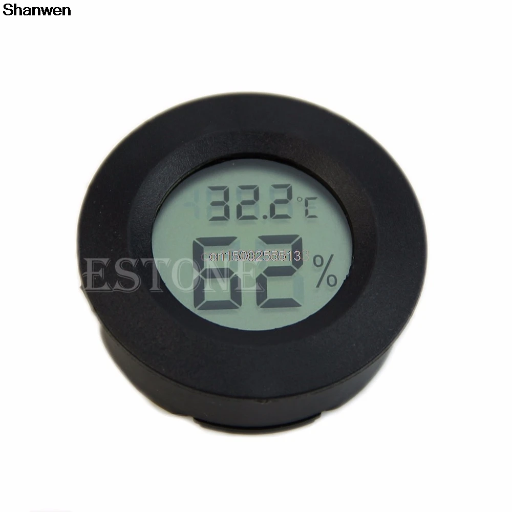 

Digital Cigar Humidor Hygrometer Thermometer Round Black Face