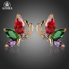 AZORA цветной, с кубическим Цирконом Золотой Цвет Бабочка серьги-гвоздики TE0123