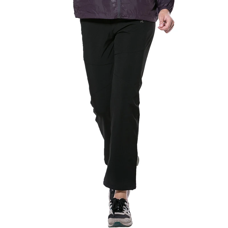 Женские уличные Мягкие флисовые штаны Водонепроницаемые Лыжные Сноуборд треккинговые альпинистские штаны 9 однотонных цветов - Цвет: Black