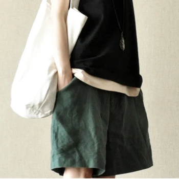 

cotton and linen women pants and trousers knee-length loose solid wide leg casual female vintage girl pants top quality