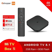 Xiaomi Mi tv Box S Android tv Box 8,1 глобальная версия 4K HDR четырехъядерный Bluetooth 4,2 Smart tv Box 2 ГБ DDR3 Smart control