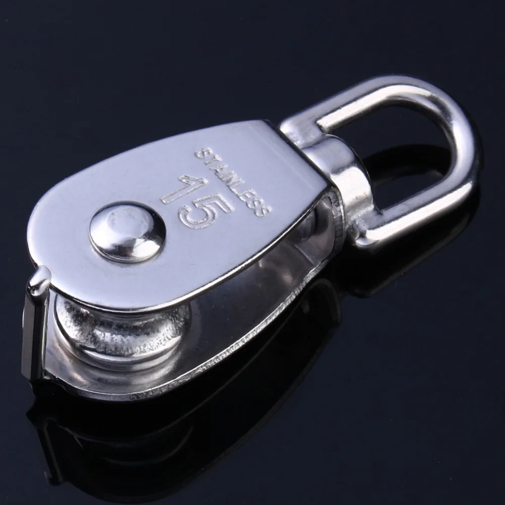 Stainless Steel M15 Wheel Swivel Pulley Block Heavy Duty Steel Single