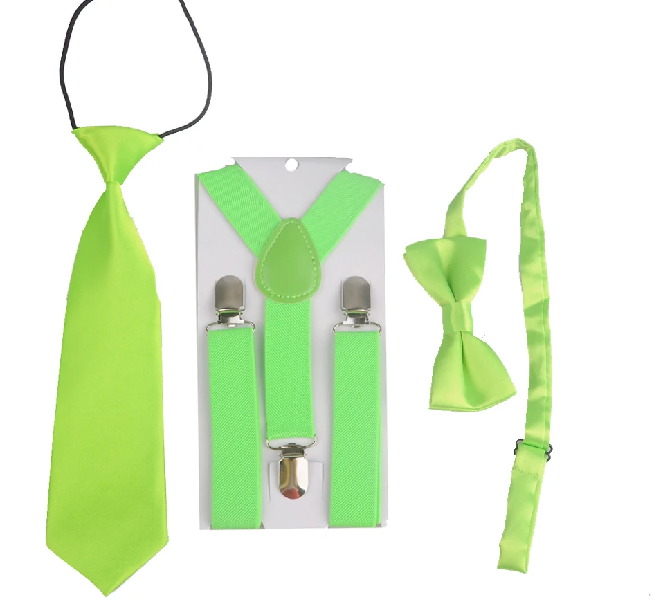Light green Bowtie+Tie+Suspenders Baby Boys Children Toddlers Kids Suspenders Braces Baby Bowtie
