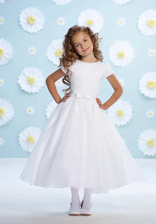 White  Flower Girls Dresses For Wedding Gowns Long Glitz  Pageant Dresses for Little Girls A-Line Communion Dress
