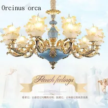 French crystal chandelier luxury atmosphere villa living room bedroom dining lamp European style retro garden Chandelier european style modern simple cloth lace chandelier living room study room bedroom french garden white iron chandelier